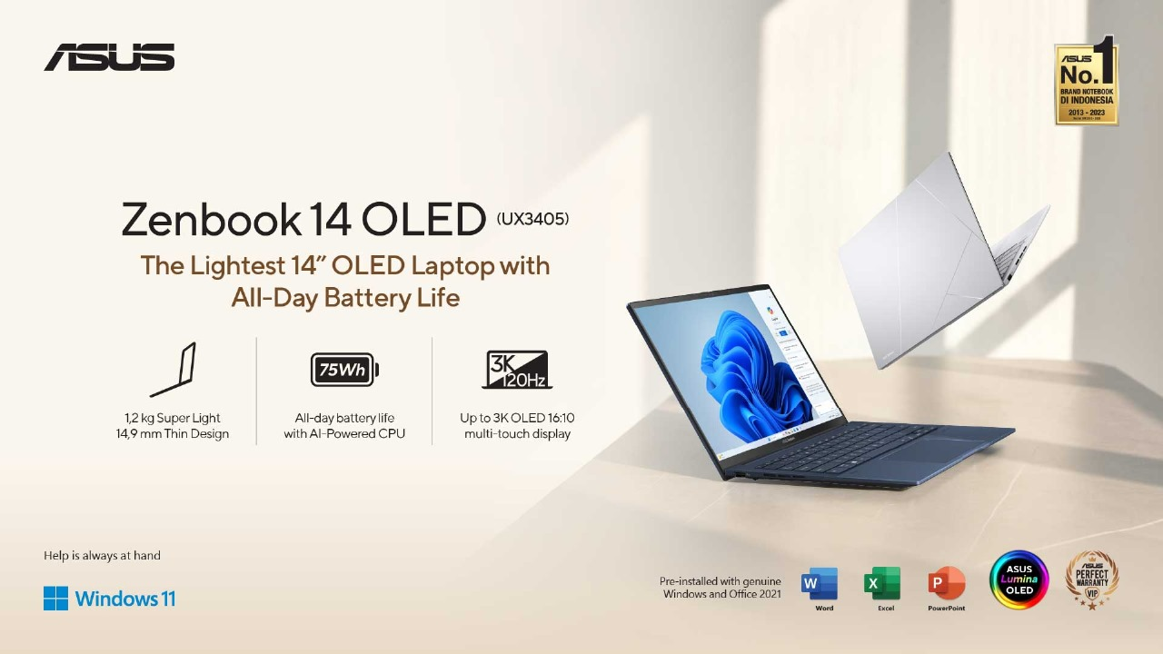 ASUS Zenbook 14 OLED UX3405: Laptop Terbaik untuk Pelajar dan Mahasiswa Desain Grafis dan Multimedia
